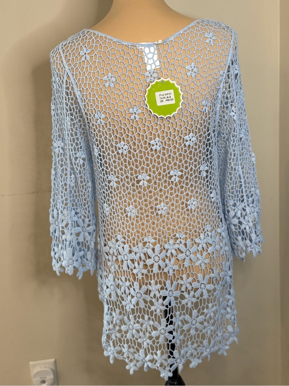Breeze Over blue floral lace sheer swimwear coverup 
Free Size - Picture 4 of 10
